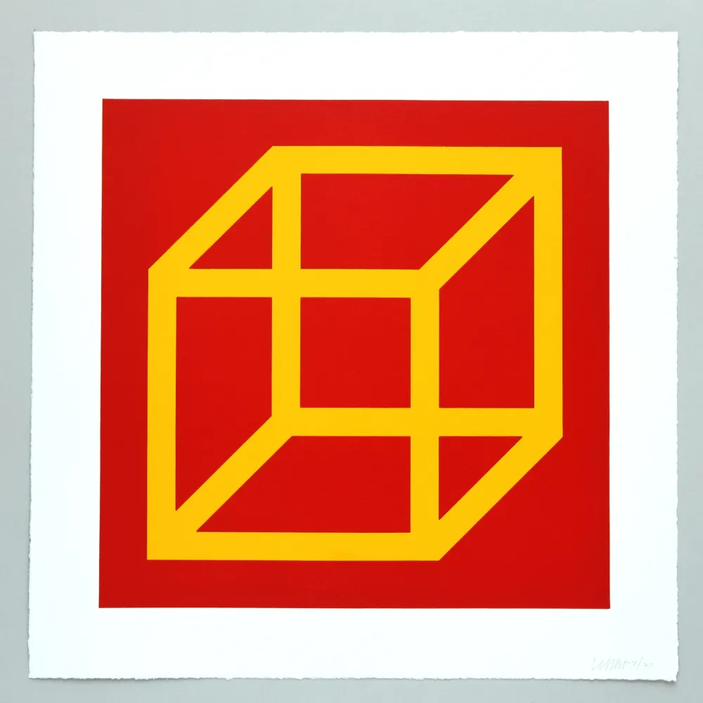 Linogravure Lewitt - Open Cube in Color on Color Plate 10