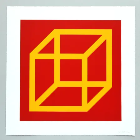 Linogravure Lewitt - Open Cube in Color on Color Plate 10
