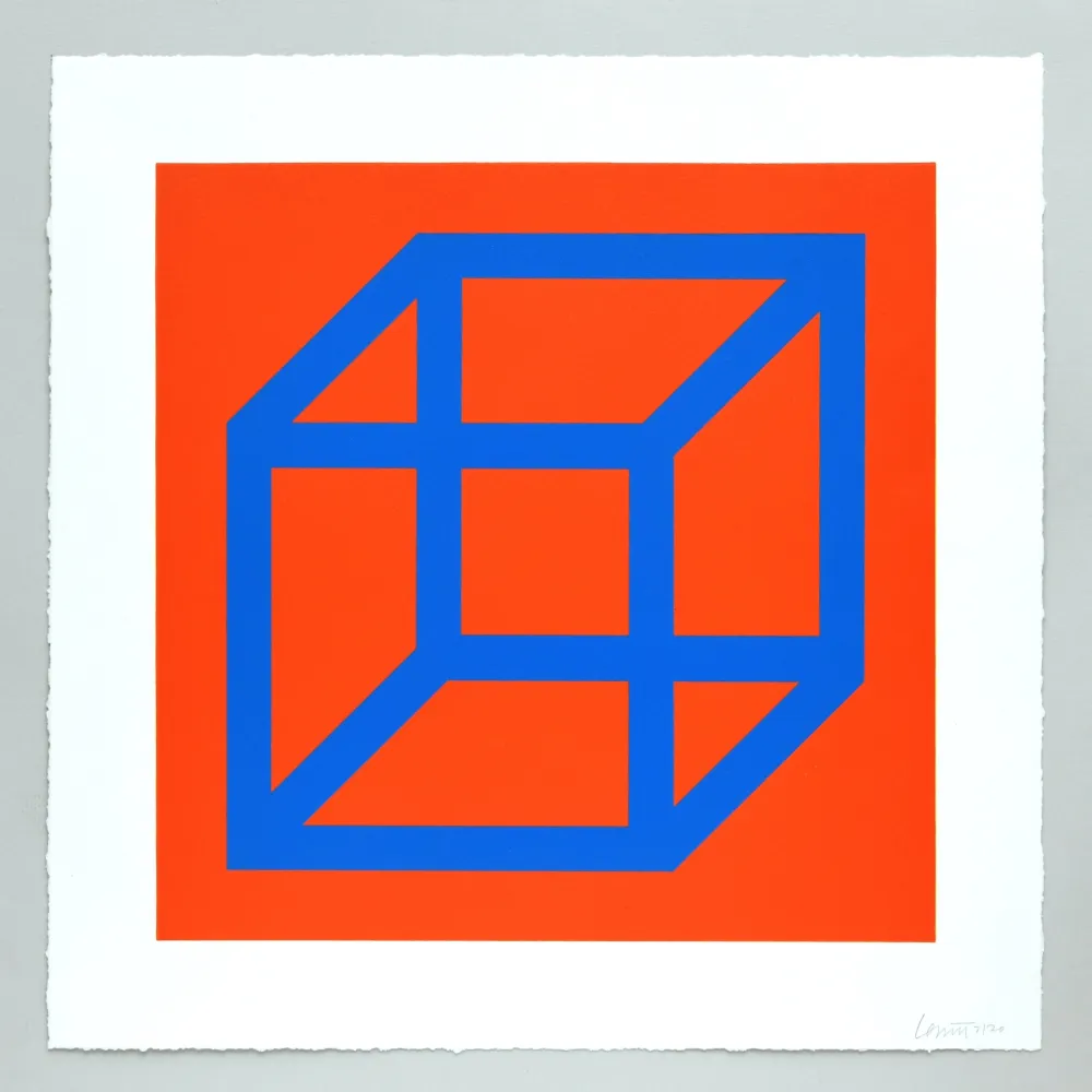 Linogravure Lewitt - Open Cube in Color on Color Plate 11