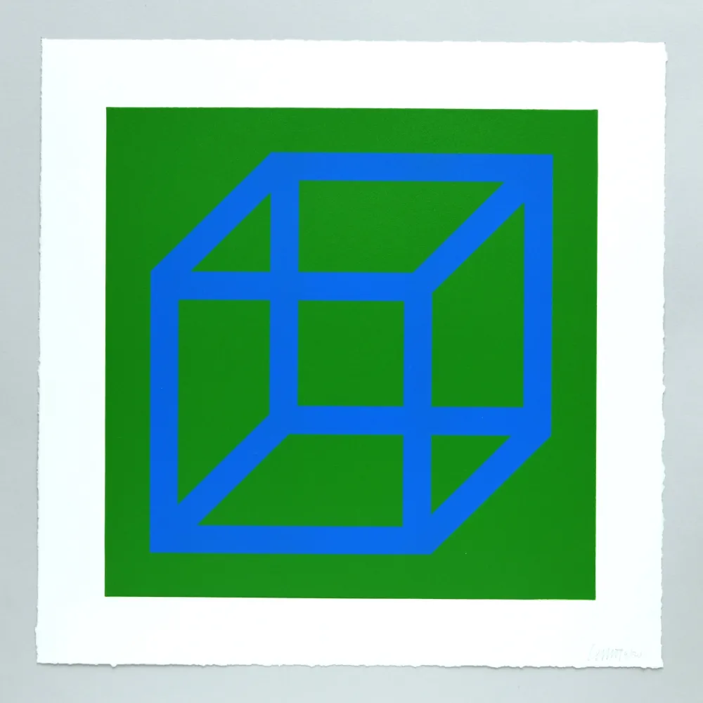 Linogravure Lewitt - Open Cube in Color on Color Plate 12