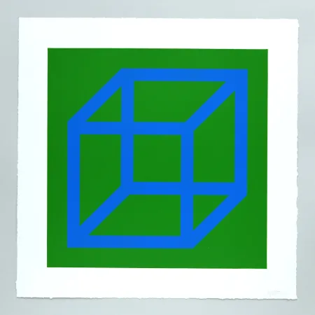 Linogravure Lewitt - Open Cube in Color on Color Plate 12