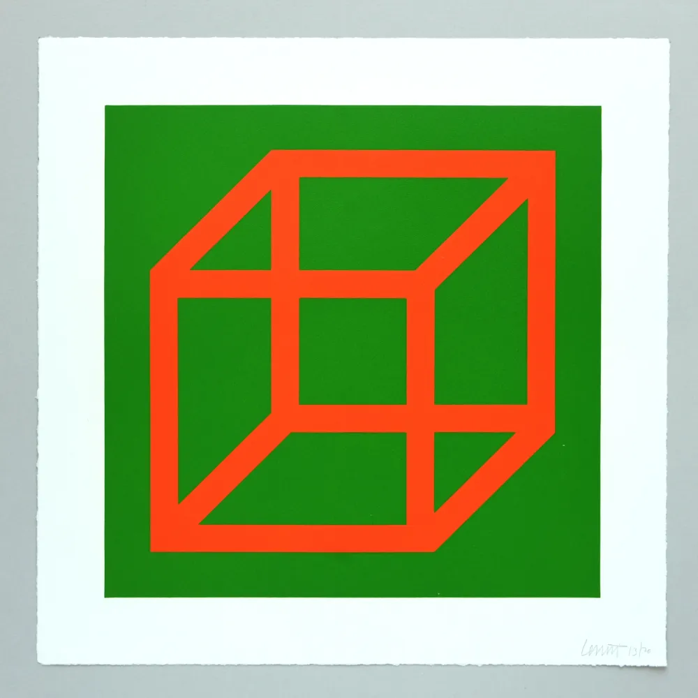 Linogravure Lewitt - Open Cube in Color on Color Plate 16