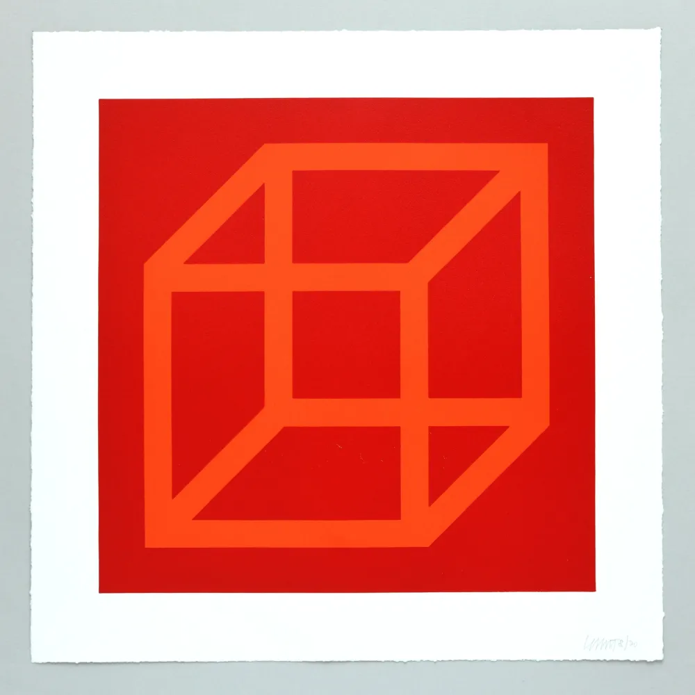 Linogravure Lewitt - Open Cube in Color on Color Plate 18