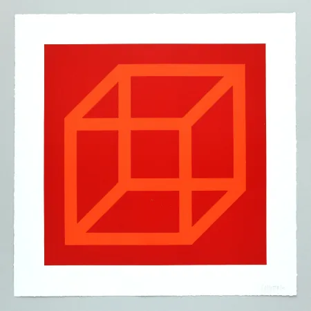 Linogravure Lewitt - Open Cube in Color on Color Plate 18