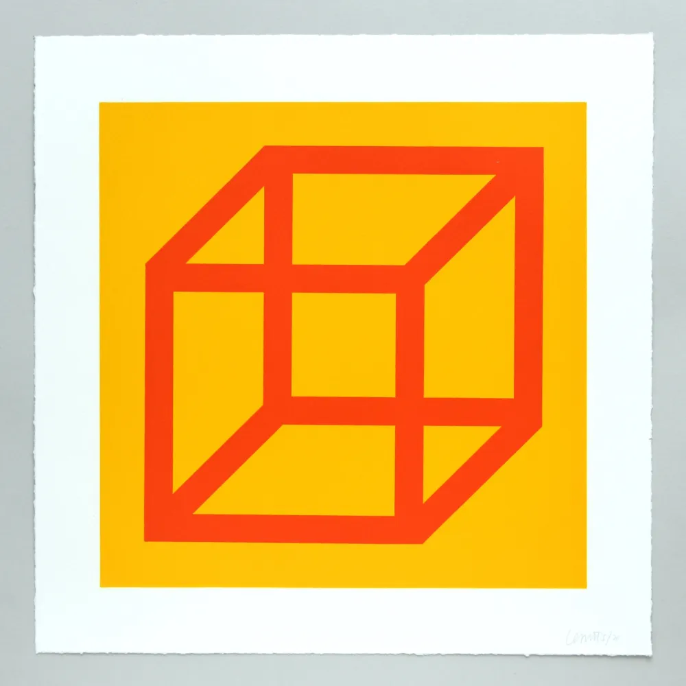 Linogravure Lewitt - Open Cube in Color on Color Plate 19