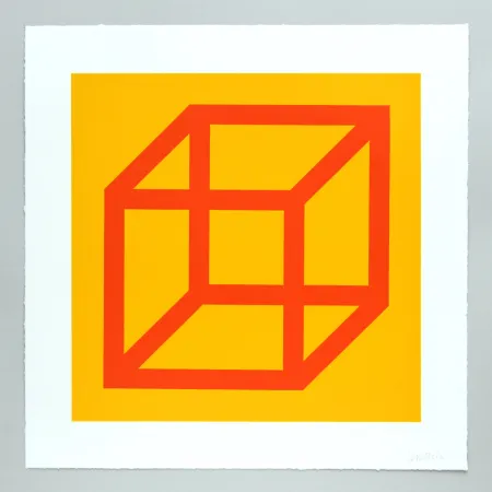 Linogravure Lewitt - Open Cube in Color on Color Plate 19