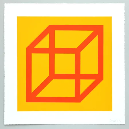 Linogravure Lewitt - Open Cube in Color on Color Plate 19