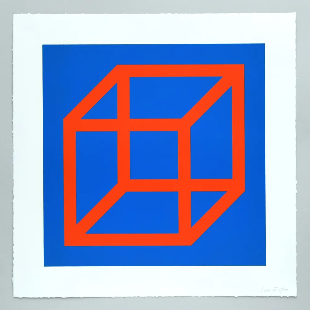 Linogravure Lewitt - Open Cube in Color on Color Plate 20