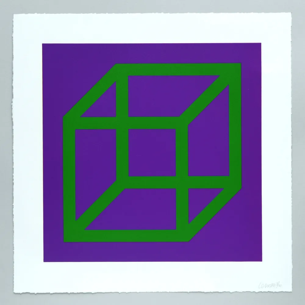 Linogravure Lewitt - Open Cube in Color on Color Plate 21