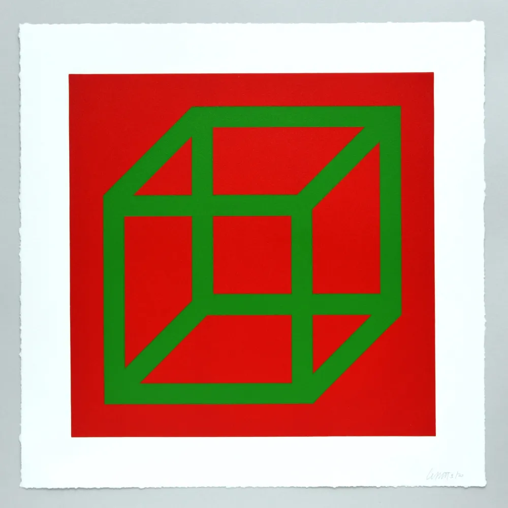 Linogravure Lewitt - Open Cube in Color on Color Plate 22