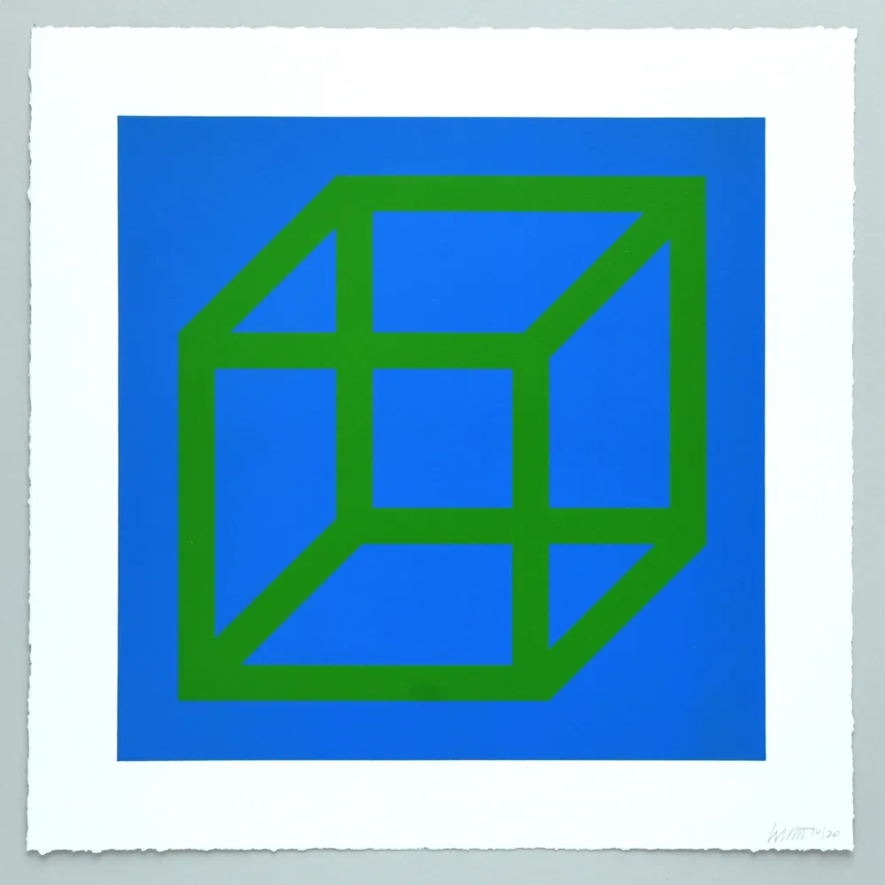 Linogravure Lewitt - Open Cube in Color on Color Plate 24