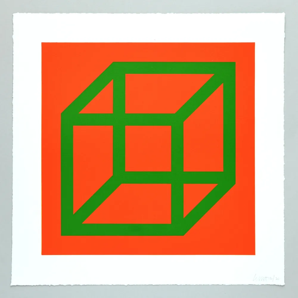 Linogravure Lewitt - Open Cube in Color on Color Plate 25