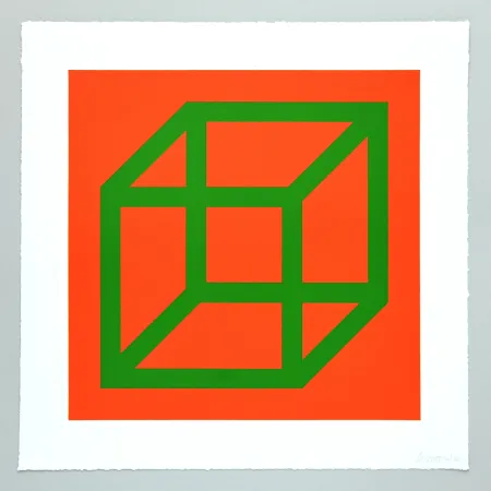Linogravure Lewitt - Open Cube in Color on Color Plate 25