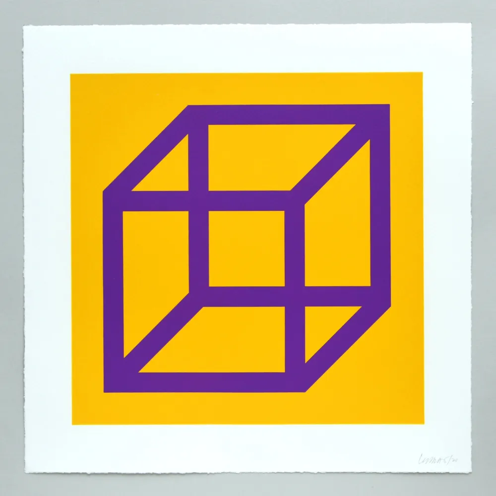Linogravure Lewitt - Open Cube in Color on Color Plate 27