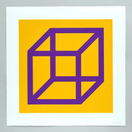 Linogravure Lewitt - Open Cube in Color on Color Plate 27