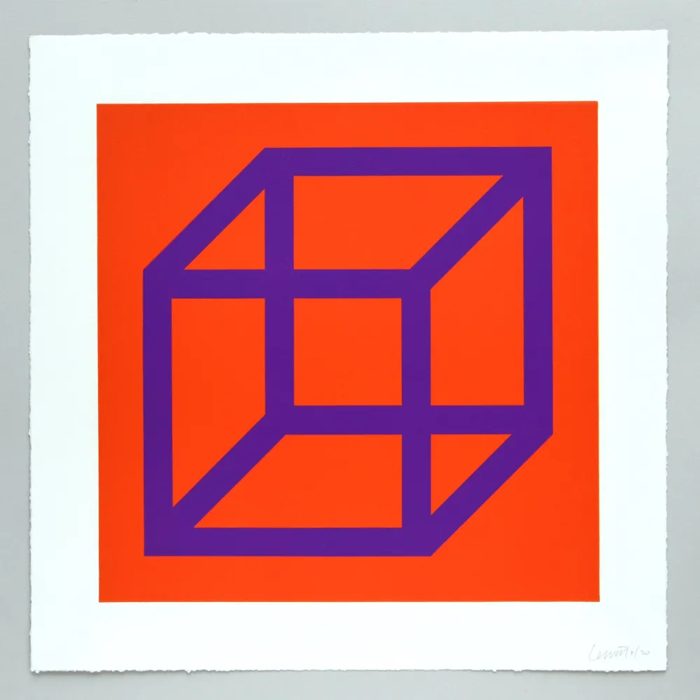 Linogravure Lewitt - Open Cube in Color on Color Plate 29
