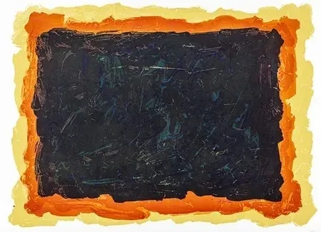 Aquatinte Lewitt - Rectangles irréguliers rouges, jaunes et bleus superposés.