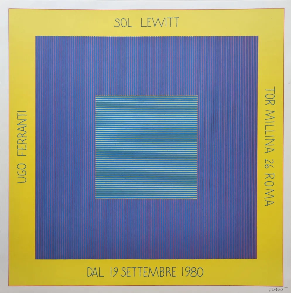 Sérigraphie Lewitt - „Ugo Ferranti – Sol Lewitt - Tor millina 26 Roma – Dal 19 settembre 1980“.