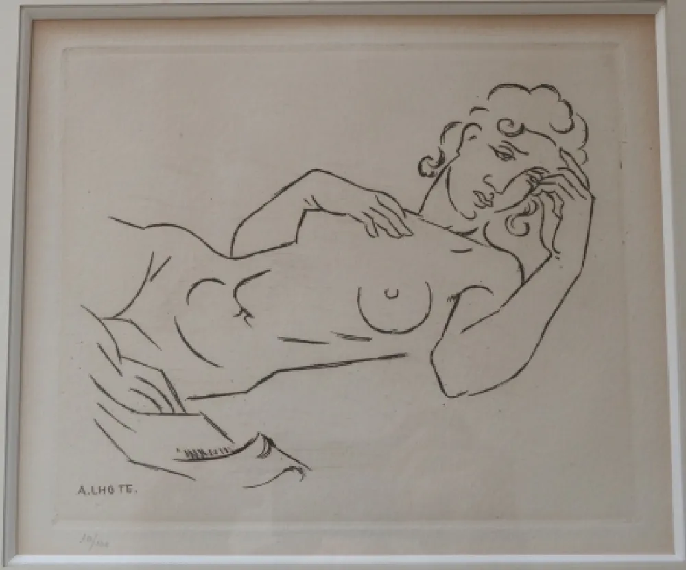 Gravure Lhote - Femme allongée