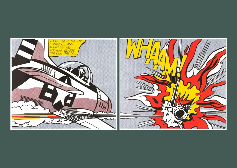 Lithographie Lichtenstein - 'WHAAM!' 1986 Offset-lithograph Diptych Set