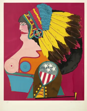 Lithographie Lindner - Miss american indian