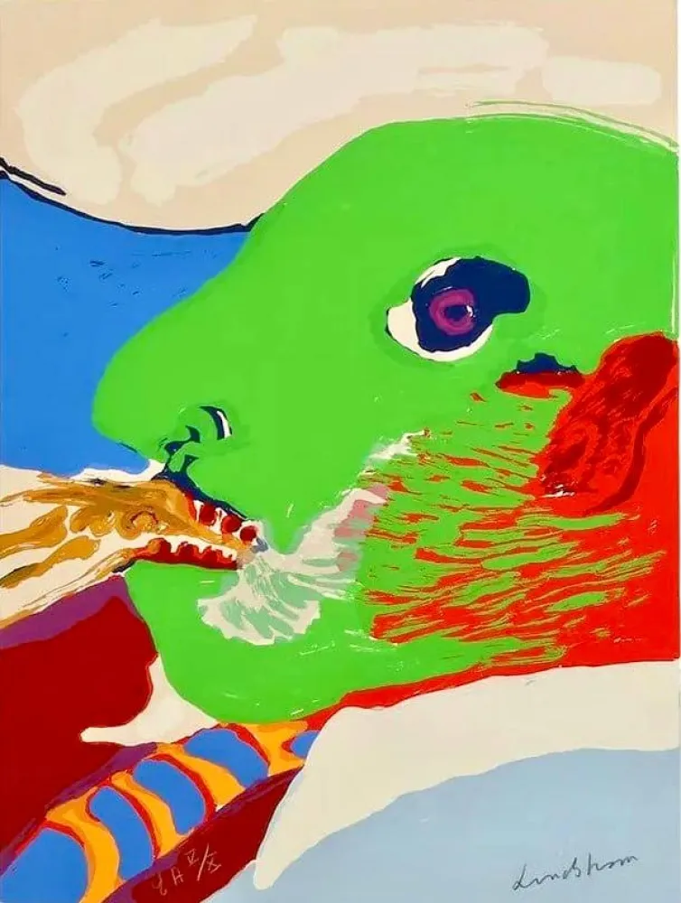 Lithographie Lindstrom - Green Head — E.A. V/X