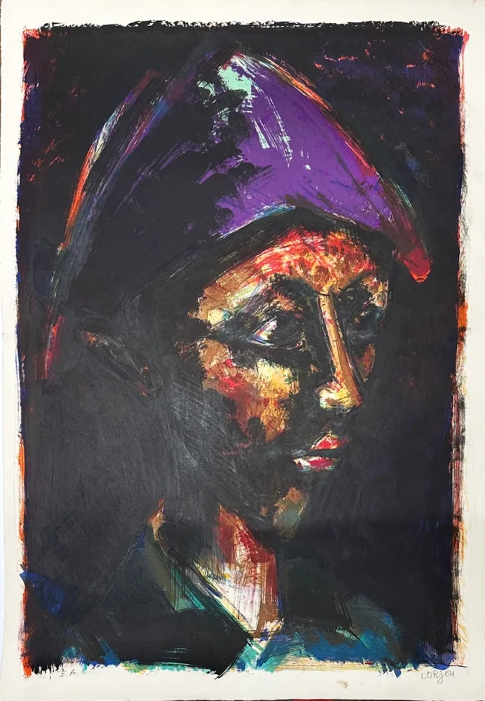 Lithographie Lorjou - Arlequin mauve