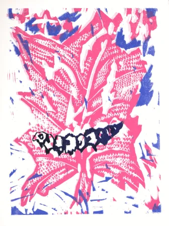 Gravure Sur Bois Lorjou - La Chenille, 1965