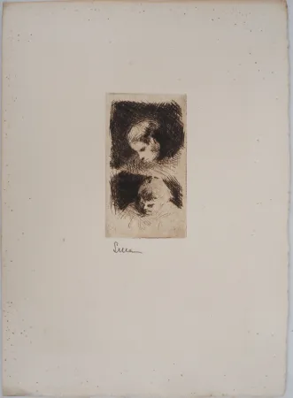Pointe-Sèche Luce - Maximilien LUCE - Etude d'un jeune enfant Vers 1890 - Gravure originale signée 