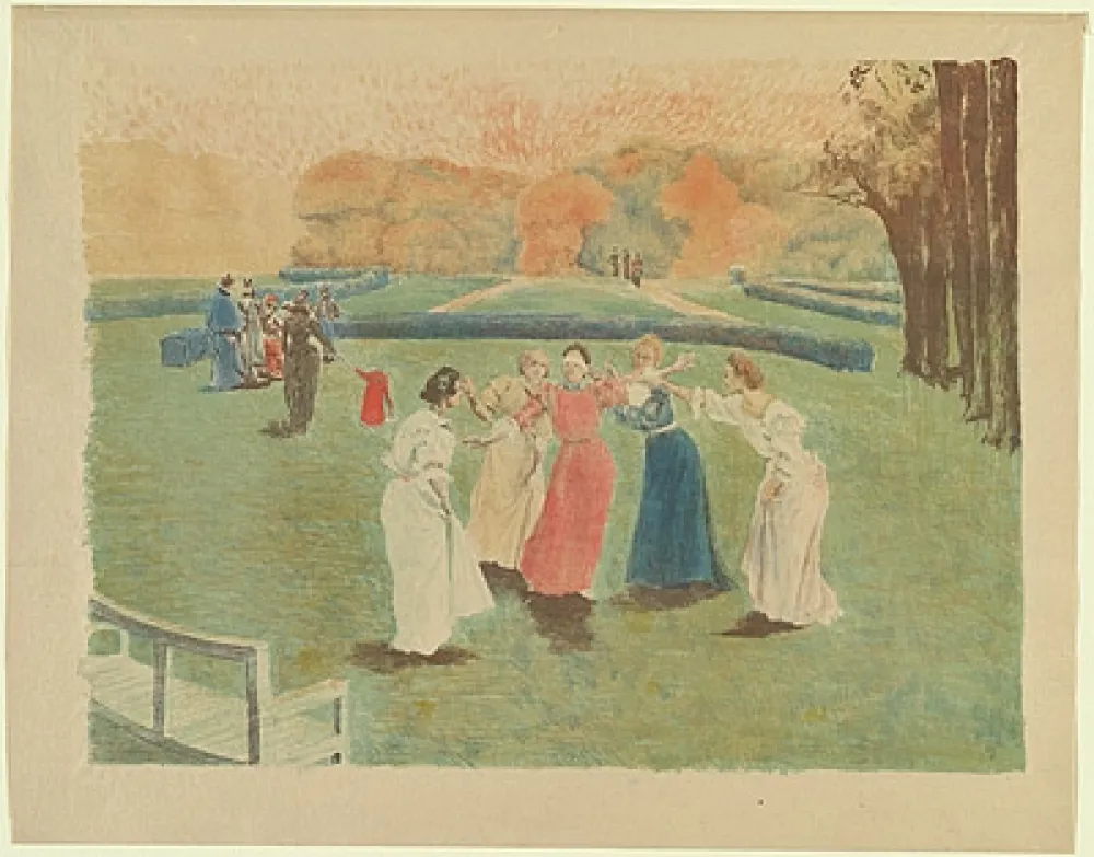 Lithographie Lunois - Le colin-maillard (Blind Man's Bluff)