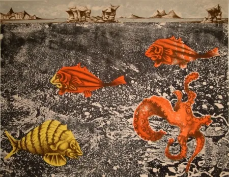 Lithographie Lurcat - Fruits de mer