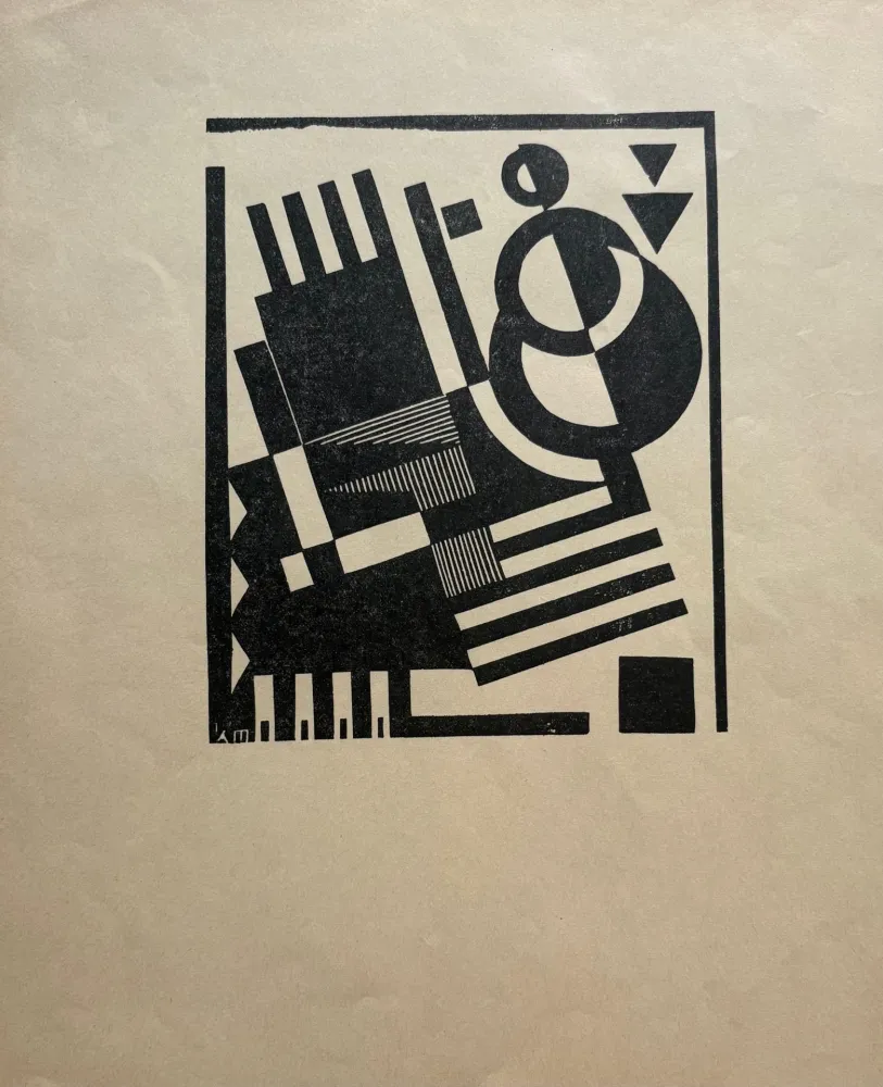 Linogravure Maes - Composition 10 (proof for Belgian periodical 