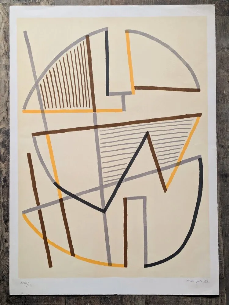 Lithographie Magnelli - Alberto Magnelli, Donna Seduta, Hand-Signed Lithograph in 7 colors,