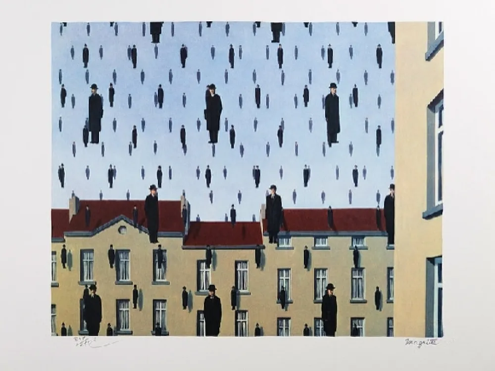 Lithographie Magritte - Golconde