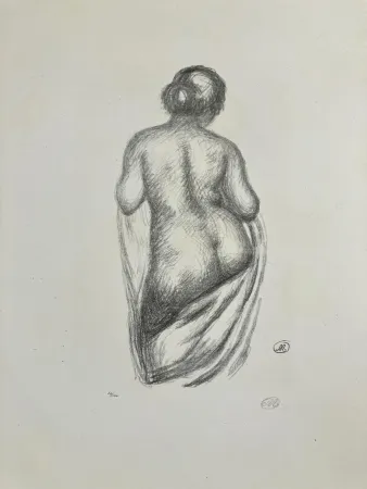 Lithographie Maillol - Femme de dos drapée. 1926.