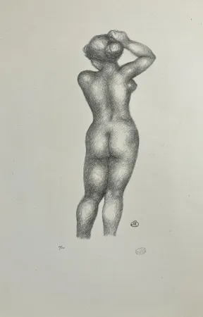 Lithographie Maillol - Nu de dos, bras levé. 1925.