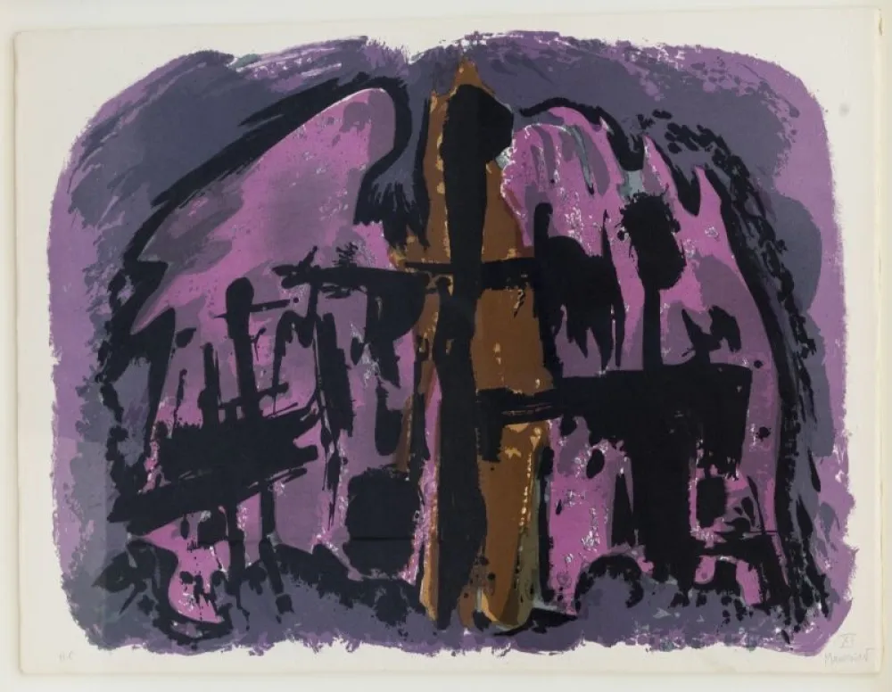Lithographie Manessier - Composition abstraite