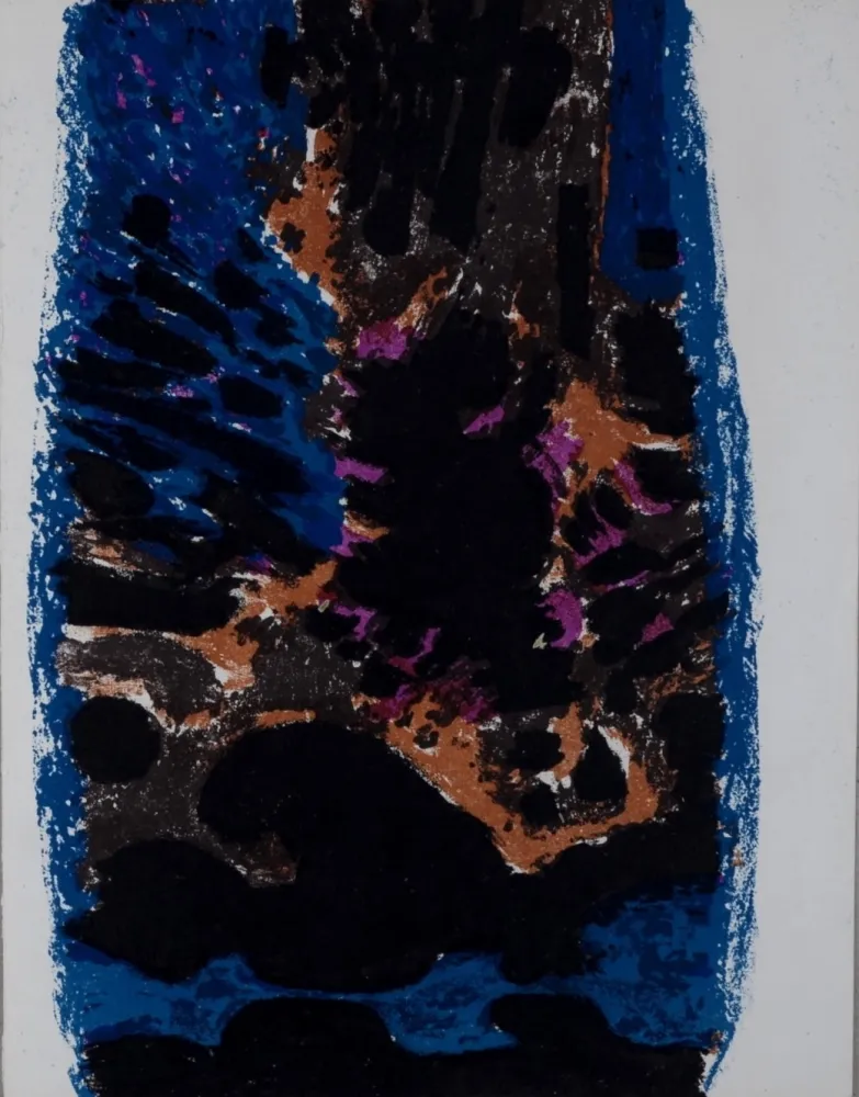 Lithographie Manessier - Eau souterraine / Tache noire