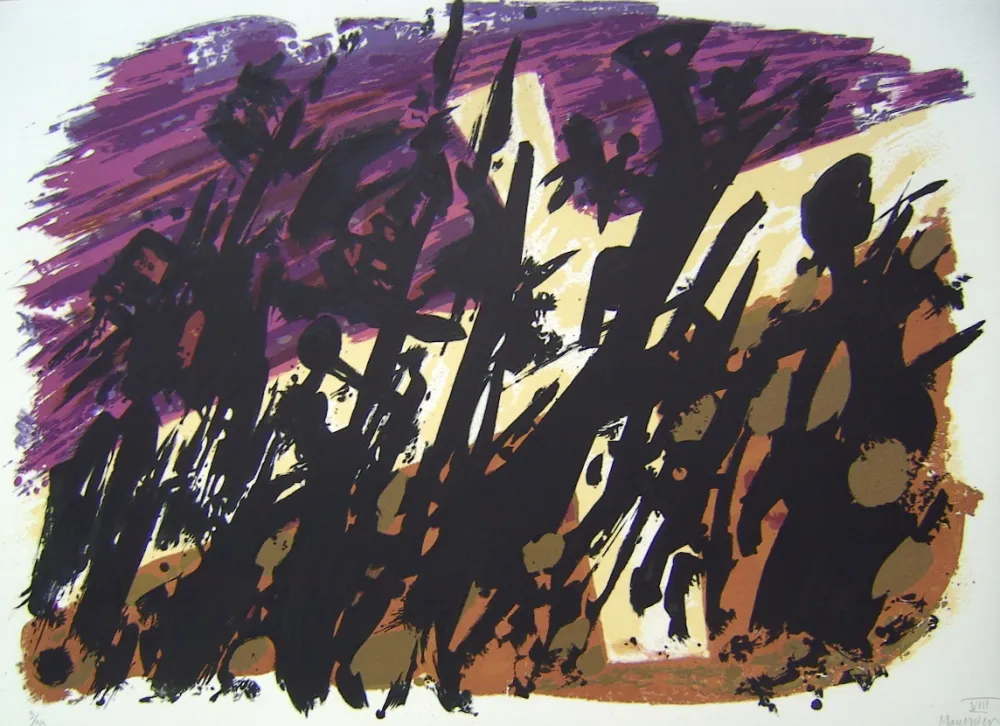 Lithographie Manessier - Suite de Paques VIII, La Croix blanche