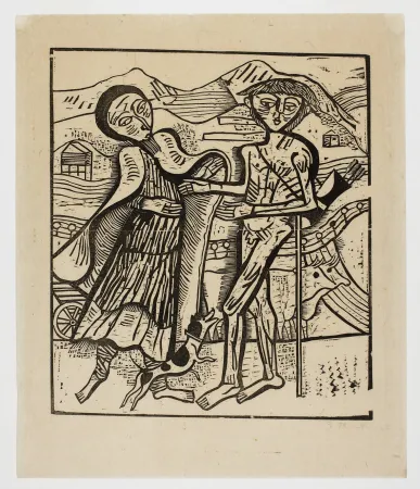 Gravure Sur Bois Marcks - Jacob und Esau (Jacob and Esau)