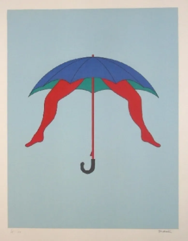 Lithographie Marien - Le parapluie