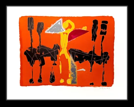Lithographie Marini - Chevaux et Cavaliers IV