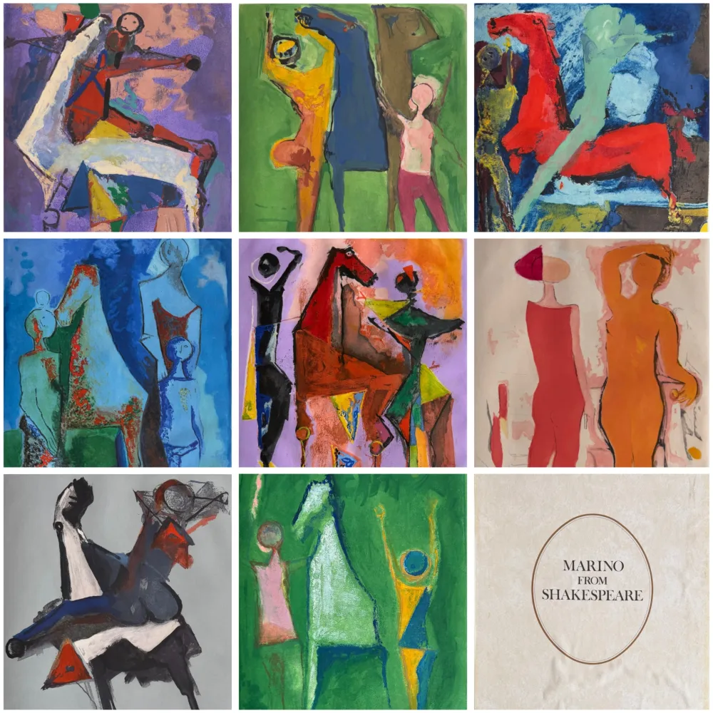 Gravure Marini - Marino Marini (1901–1980) - MARINO FROM SHAKESPEARE I - Complete original folder containing 8 color drypoint etchings and aquatints on paper - 1977