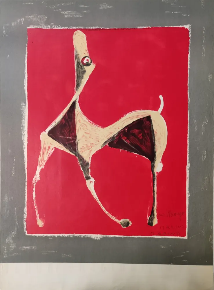 Aucune Technique Marini - Pferd auf rotem Grund