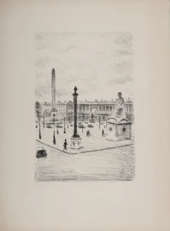 Lithographie Marquet - La Place de la Concorde, 1950