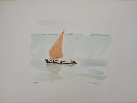 Lithographie Marquet - La voile rouge