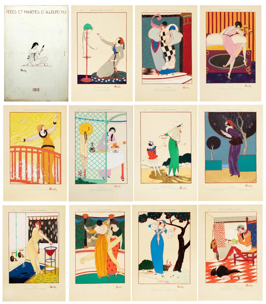 Livre Illustré Martin - MODES ET MANIÈRES D'AUJOURD'HUI. 1913. Album original des 12 pochoirs.