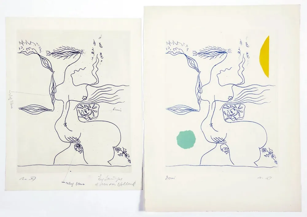 Eau-Forte Et Aquatinte Masson - FANTASME ÉROTIQUE (1960). 2 épreuves dont 1 unique.