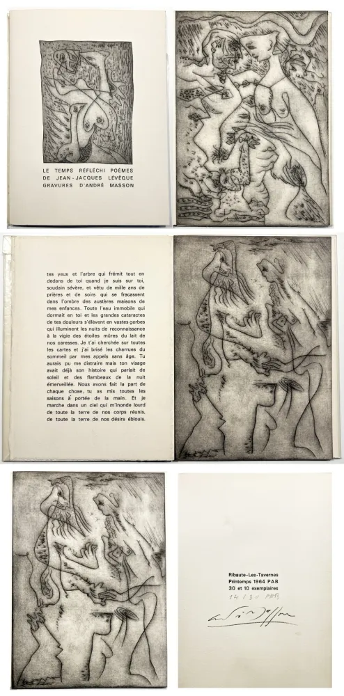 Livre Illustré Masson - J.J Lévêque. LE TEMPS RÉFLÉCHI. Gravures d'André Masson. PAB 1964