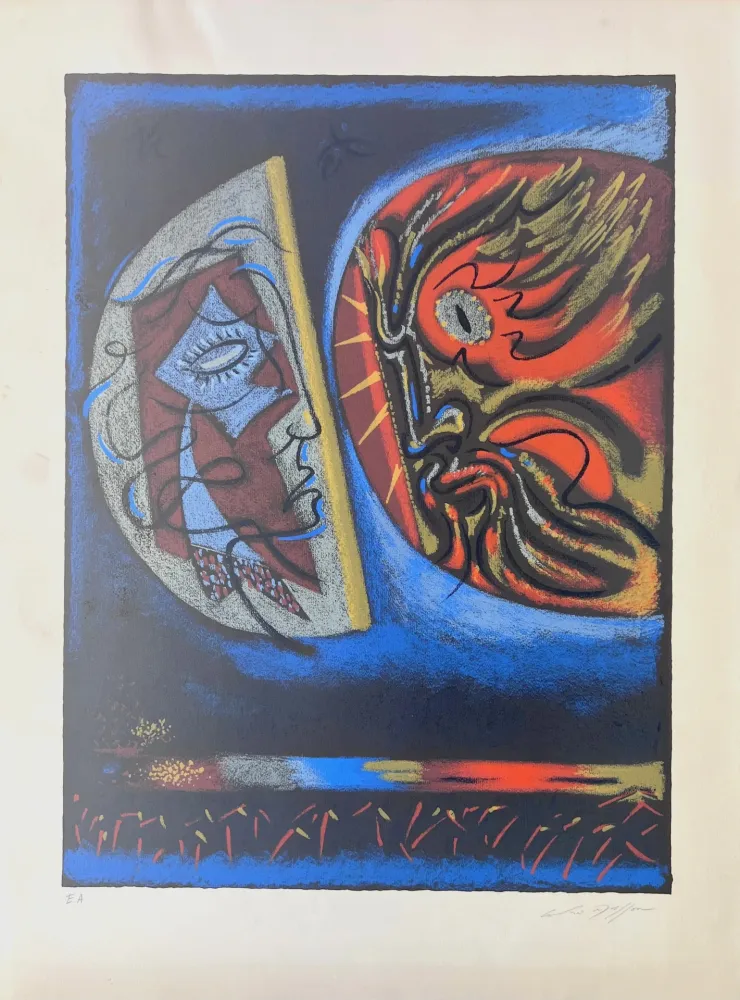 Lithographie Masson - La Lune et le Soleil 
